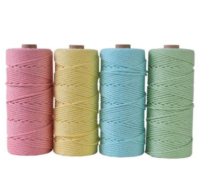 China High Tenacity More than 24 colors of  3mm  twisted  cotton rope for macrame rope for sale