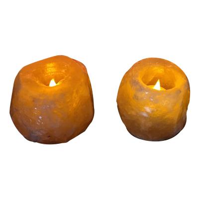 China Negative Natural Salt Candlestick Lamp Pink Sale Low Price Release Ion Himalayan Salt Tea Light for sale