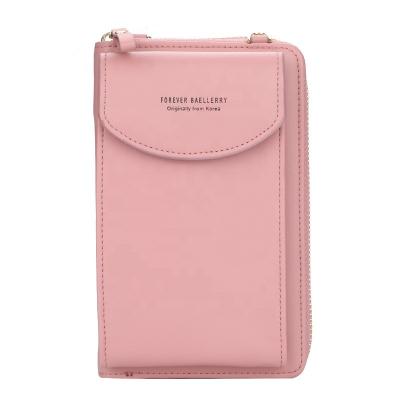 China 2020 new fashionable anti-theft mobile phone shoulder bag clutches WB014 leather wallets for women for sale