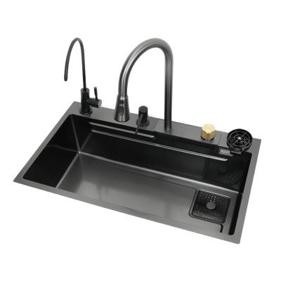 China Large Stainless Steel Rainfall Sink Kitchen Sink 304 Stainless Steel Sink Integrated Hand Sink Single Handwheel Household for sale