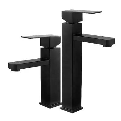 China Wholesale Hot And Cold High Quality Stainless Steel Kitchen And Bathroom Faucet Water Tap Basin Faucet Black Square for sale