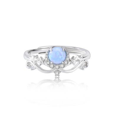 China / 2023 Stylish Adjustable Loose Ring 925 Sterling Silver Ring with Opal Gift Princess Rings for Women Girls for sale