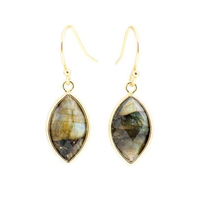 China / Exquisite Natural Stone Labradorite Teardrop Dangle Earring Boho Style Trendy Gold Plated Gift Jewelry Earrings For Women for sale