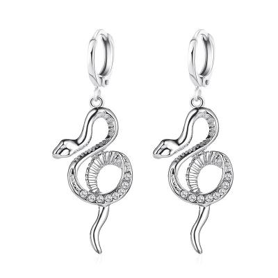 China / Creative Rhinestones Snake Drop Circle Earrings Minimalist Snake Dangle Earrings Jewelry For Women Girls for sale