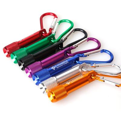 China Agriculture Custom Printed Portable Aluminum Alloy Carabiner Cut Bright Mini LED Key Chain Torch Lantern Lamp Flashlights for sale