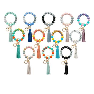 China Wholesale Eco-Friendly Bead Bracelet Key Chain Holder Fashion Key Chain Hand Chain For Women for sale