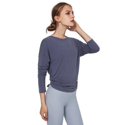 China Autumn And Winter Quick-drying Sports Breathable Hot Selling Loose Long-sleeved Tops Running Ladies Fitness Shirts for sale