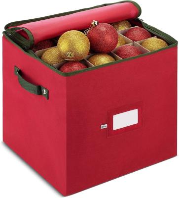 China ANQI Christmas Goods Folding Nonwoven Stores Up Standard 64 Holiday Ornaments Zipper Closure Christmas Ornament Storage Box for sale