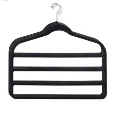 China Modern Multi-Layer Non-Slip Velvet Square Durable Plastic Pants Hanger Velvet Pants Hanger Pants Hangers for sale