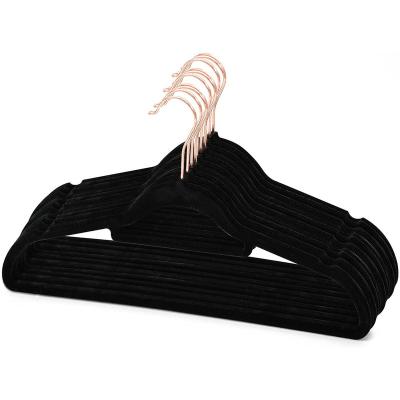 China CLASSIC Premium Velvet Hangers Home Non Slip Hanger Rose Gold 50 Packs for sale