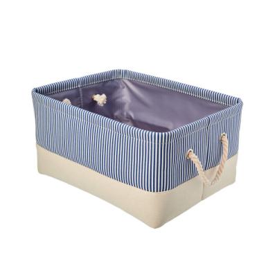 China 2020 Viable Hanging Fabric Storage Basket Container Box Bins With Rope Handles For Clothes for sale