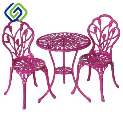 China Waterproof Outdoor Furniture 2 Seats White Color Cast Aluminum Bistro Set Patio Dining Table Sets Ice Bucket Bistros Set for sale