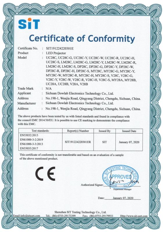 CE - Sichuan Dowlab Electronics Technology Co., Ltd.