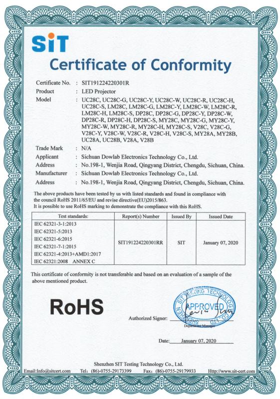 RoHS - Sichuan Dowlab Electronics Technology Co., Ltd.