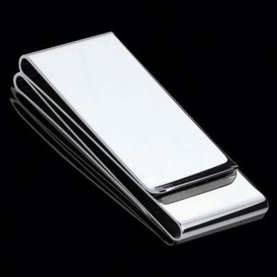 China Functional And Simple Silver Stainless Steel Metal Blank Europe Clip For Bills And Cards for sale