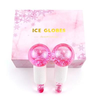 China Firming Pink Blue Purple Beauty Small Private Label Glitter Facial Eyes Massager Cooling Ice Globes For Face for sale