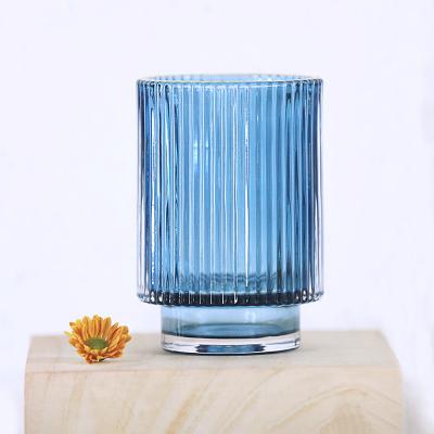 China Luxury Gold Blue Rim Glass Containers For Candles Home Decor Home Decor Candle Jars for sale