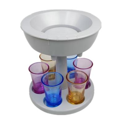 China Export Quantity Can Be Adjusted Amazon 6 Cup Dispenser Hot Selling Multi Cup Glass Liquid Bar Holder 6 Cup Cocktail Dispenser for sale