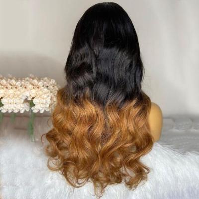 China Ombre Two Tone #1bT30 Baby Hair Around And Pre Plucked Lace Front Human Hair Wigs For Women Color Women Remy Hair Dark Roots Body Wave Lace Front Wigs for sale