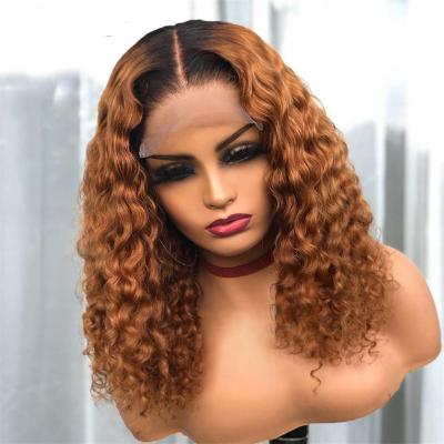 China Baby Hair Around And Pre Plucked Ombre Hair Lace Front Wig Glueless Lace Band Wigs Short Curly Full Hair Wigs For Black Women for sale