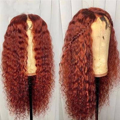 China Baby Hair Around And Pre-Plucked Colorful Curly Lace Front Human Hair Wig Brazilian Raw Orange Hair With Baby Hair Hd Lace Wigs For Women for sale