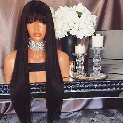 China Baby Hair Around And Pre Plucked Virgin Wholesaler Wigs Lace Frontal Wig For Women Pre Plucked Brazilian Straight Virgin Hair 360 Lace Wig With Bangs for sale