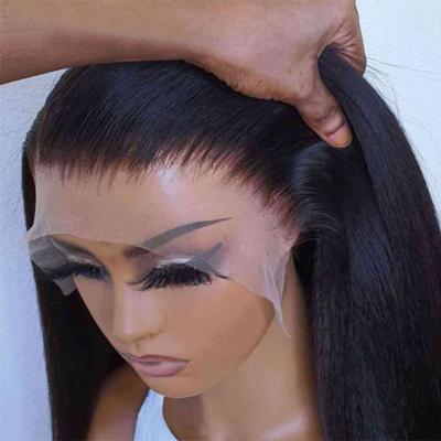 China Baby Hair Around And Pre-Plucked Curly Straight Full Lace Hair Wigs For Black Women Cuticle Aligned Yaki Straight Hair Lace Front Wigs With Baby Hair for sale