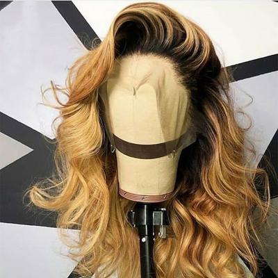 China Baby Hair Around And Pre Plucked Blonde Body Wave Lace Front Wig Pre Plucked Baby Hair Ombre Lace Front Human Hair Wigs With Two Tone Color 1b/27 For Women for sale