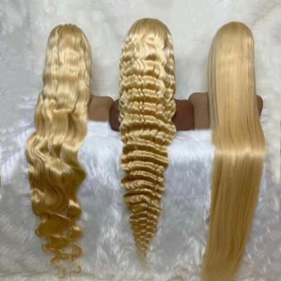 China Baby Hair Around And Pre-Plucked Raw Virgin Cuticle Aligned Hd Hair Preplucked 613 Brazilian Blonde Full Lace Headband Transparent Lace Front Wig for sale