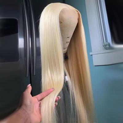 China Baby Hair Around And Pre Plucked Blonde Hair Wigs 613 Straight Transparent Lace Front Wig Brazilian Virgin Hair Hd Full Color Bone Lace Front Wigs For Women for sale