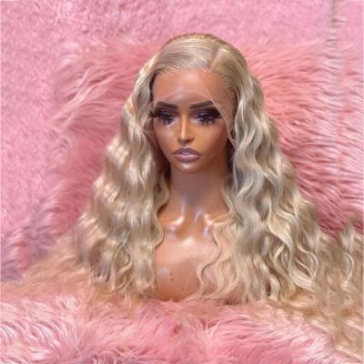 China Baby Hair Around And Colored Virgin 613 By 13x6 Transparent Pre Plucked Lace Front Wig 13x4 Lace Front Wig Glueless Platinum Blonde Hair Wig Wholesale for sale