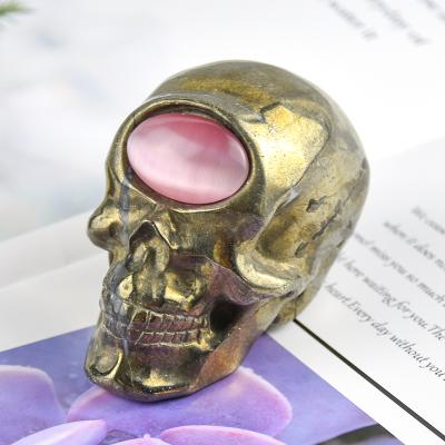 China Europe Hot Selling Crystal Spiritual Stone Skulls Carving Natural Pyrite Skulls for sale