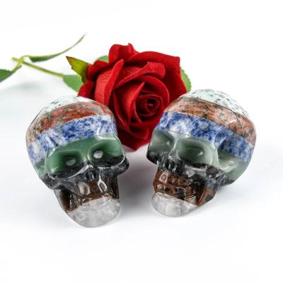 China Europe Hot Selling Crystal Spiritual Stone Skulls Carving Chakra Natural Skulls for sale