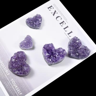 China Europe wholesale high quality crystal heart amethyst cluster crystal specimen for fengshui for sale