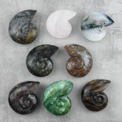 China Europe Hot Sale Natural Quartz Cherry Agate Carving Healing Crystal Snail for sale