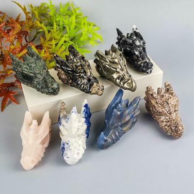 China China Crystal Crafts Dragon Skulls Natural Crystal Healing Stone Crystal Dragon Skulls for sale