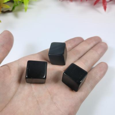 China Europe Wholesale Opalite Stones Crystal Black Obsidian Cube Gravel Cube Tumbled for sale