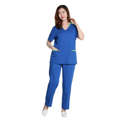 China Royal Blue Slim Female Hospital Fashion Customized Design Scrubs Suit Hospital Uniform Scrubs With Color Matching for sale