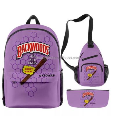 China Custom Wholesale Waterproof Logo Wilderness School Bag 3 Pcs Backwoods Backpack for sale