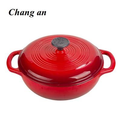 China Sustainable Enameled Cast Iron Dutch Oven With Double Loop Handle 3.8qt Cast Iron Casserole for sale