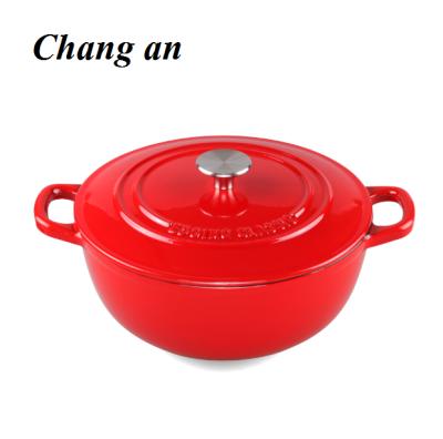 China Durable Enameled Cast Iron Dutch Oven With Double Loop Handles 5qt Cast Iron Casserole for sale