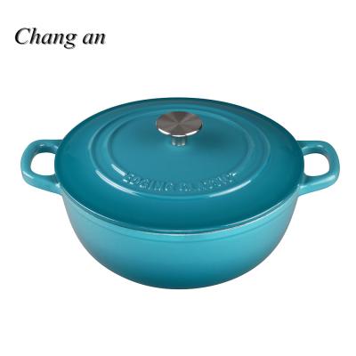 China Sustainable Cast Iron Dutch Oven With Colored Enamel Coating Cooking Pot With Lid for sale