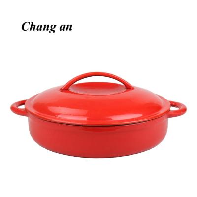 China Sustainable Cast Iron Enamel Cookware Shallow Stock Pot for sale