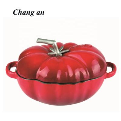 China Viable Shade Enamel Cast Iron Red Fruit Pot 16CM for sale