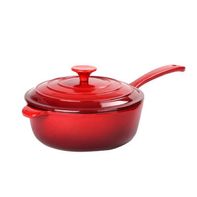 China Sustainable Deep Frying Iron Cast Iron Saute Pan With Lid for sale