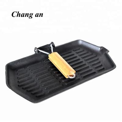 China 21*35CM Sustainable Cast Iron Meat Seafood Shrimp Fish Griddle for sale