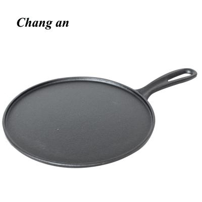 China Sustainable Pre-Seasoned Cast Iron Griddle With Easy Handle 11.5 Inch Cast Iron Pizza Pan for sale