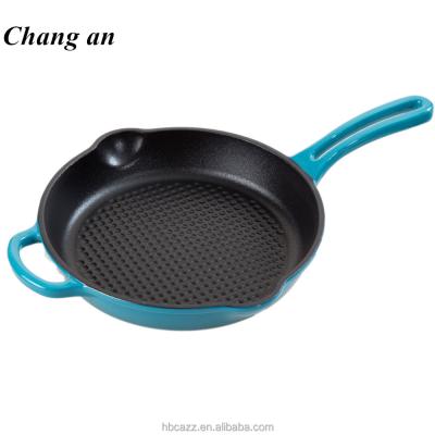 China Sustainable Steak Beef Meat Casserole Cast Iron Cookware Skillet Griddle for sale