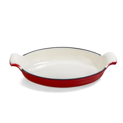 China Sustainable Enameled Cast Iron Rotisserie 26cm Oval Baking Dish for sale