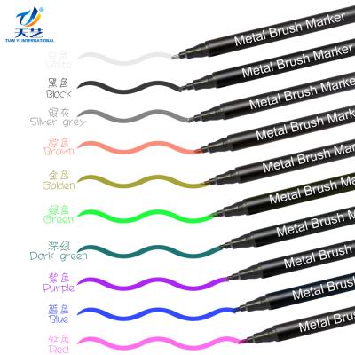 China Drawing Metal Marker Pen Set Metal Brush Marker 10 Colors for Painting Writing for sale